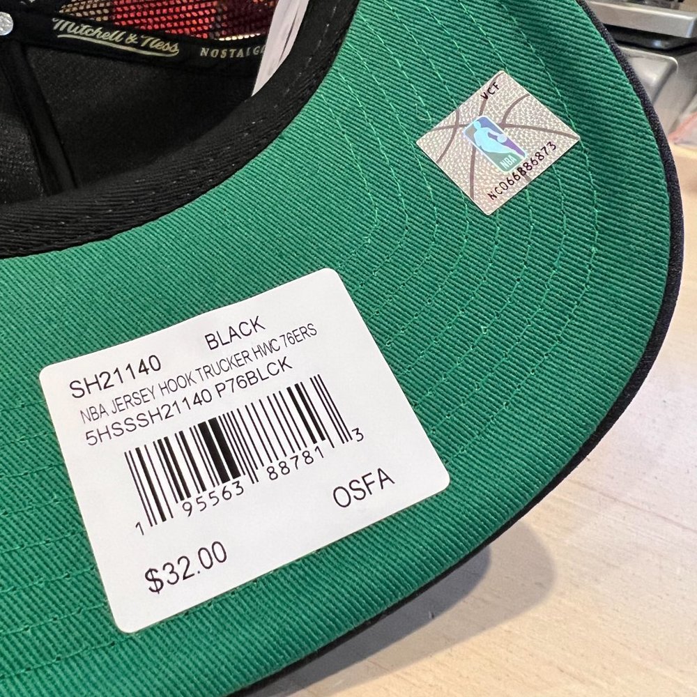 Mitchell & Ness Philadelphia 76ers Sixers NBA Cap Jersey Hook Trucker Hat - Picture 7 of 10